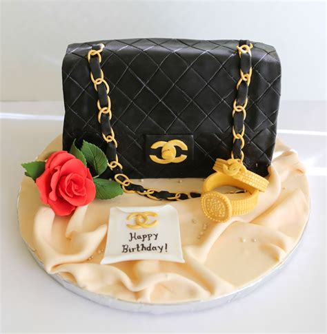 black chanel bag cake|happy birthday Chanel cake.